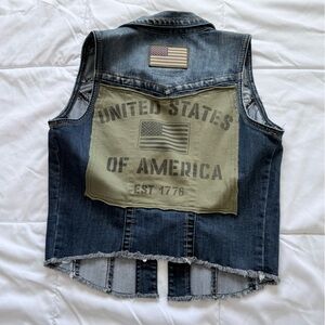 Women's Denim Vest with USA Patch